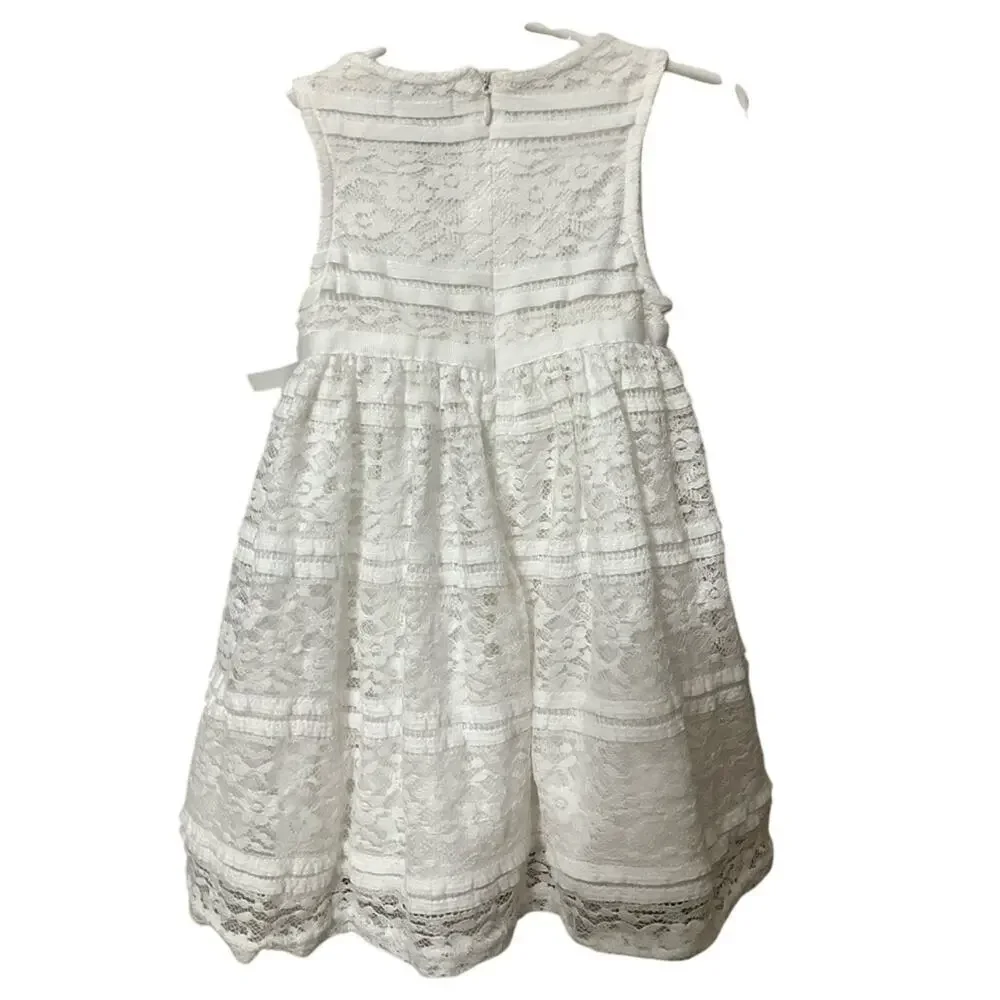 DKNY Baby Girls Sleeveless White Lace Dress Bow with Bottoms Size 24 Month's NEW